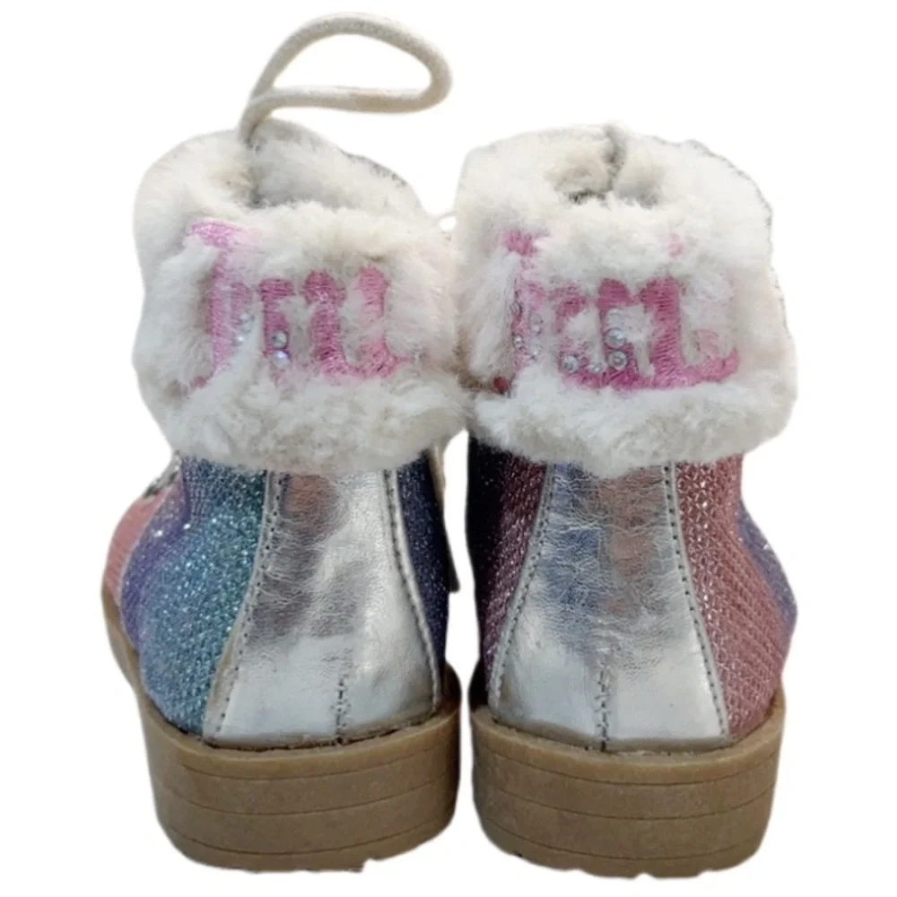 Juicy Couture Rainbow Glitter Boots Star Girl Party Pink Green Purple Size 6